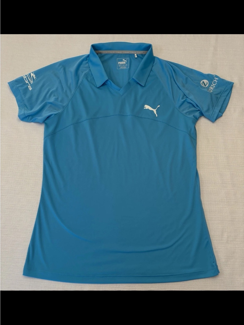Puma PGA Tour Issued Women’s Large Cobra Zurich Sponsorships Blue Golf Polo